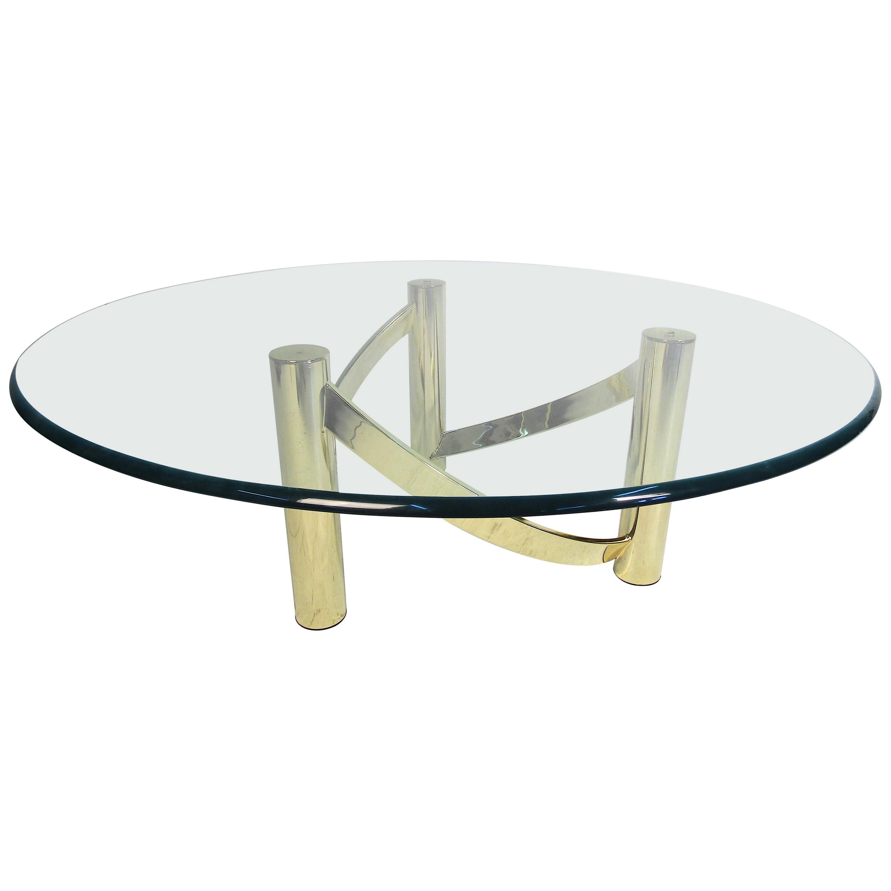 Mid-Century Modern Glass Top Coffee Table For Sale