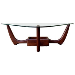 Mid-Century Modern Glass Top Coffee Table in the Adrian Pearsall Style. C 1960s