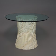 Mid Century Modern Glass Top Composition Shell Form Pillar Table 20thC