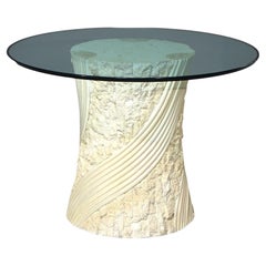 Mid Century Modern Glass Top Composition Shell Form Pillar Table 20thC