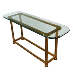 Mid-Century Modern Glass Top Console Table