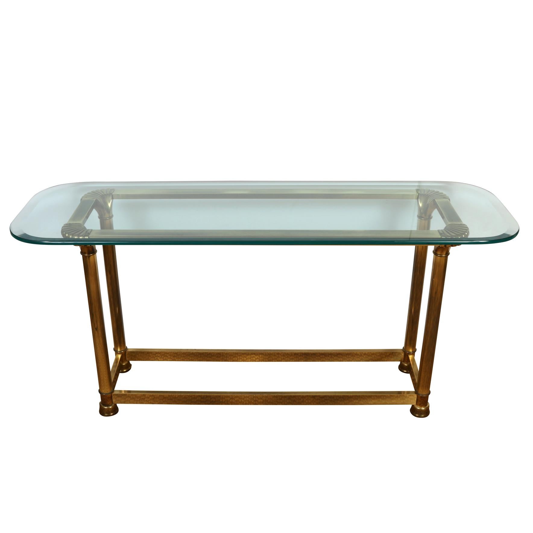 Mid-Century Modern Glass Top Console Table In Good Condition In Locust Valley, NY