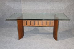 Mid-Century Modern Glass Top Rosewood and Steel Dining Table, circa 1960s