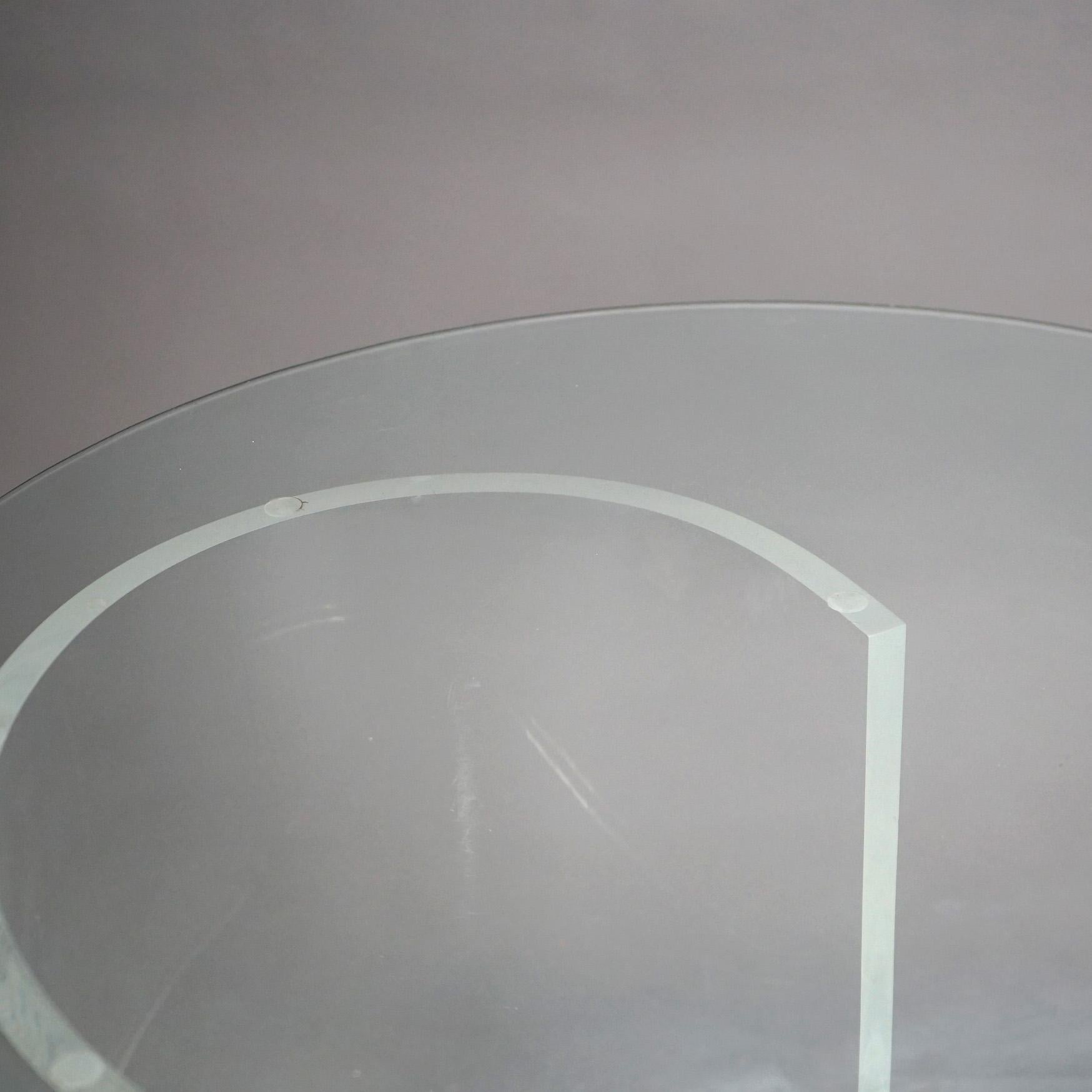Mid Century Modern Glass Top Side Stand with Acrylic Scroll Form Base 20thC For Sale 5