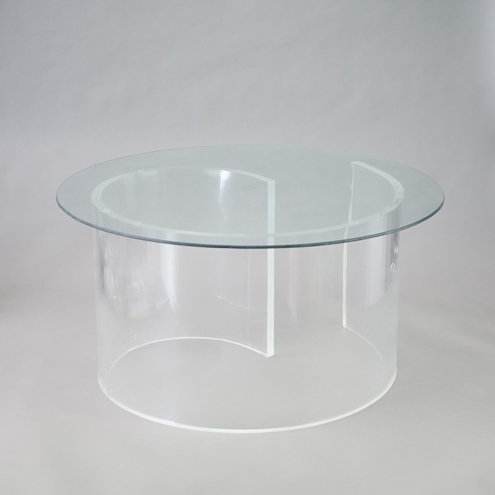 Mid-Century Modern Mid Century Modern Glass Top Side Stand with Acrylic Scroll Form Base 20thC For Sale