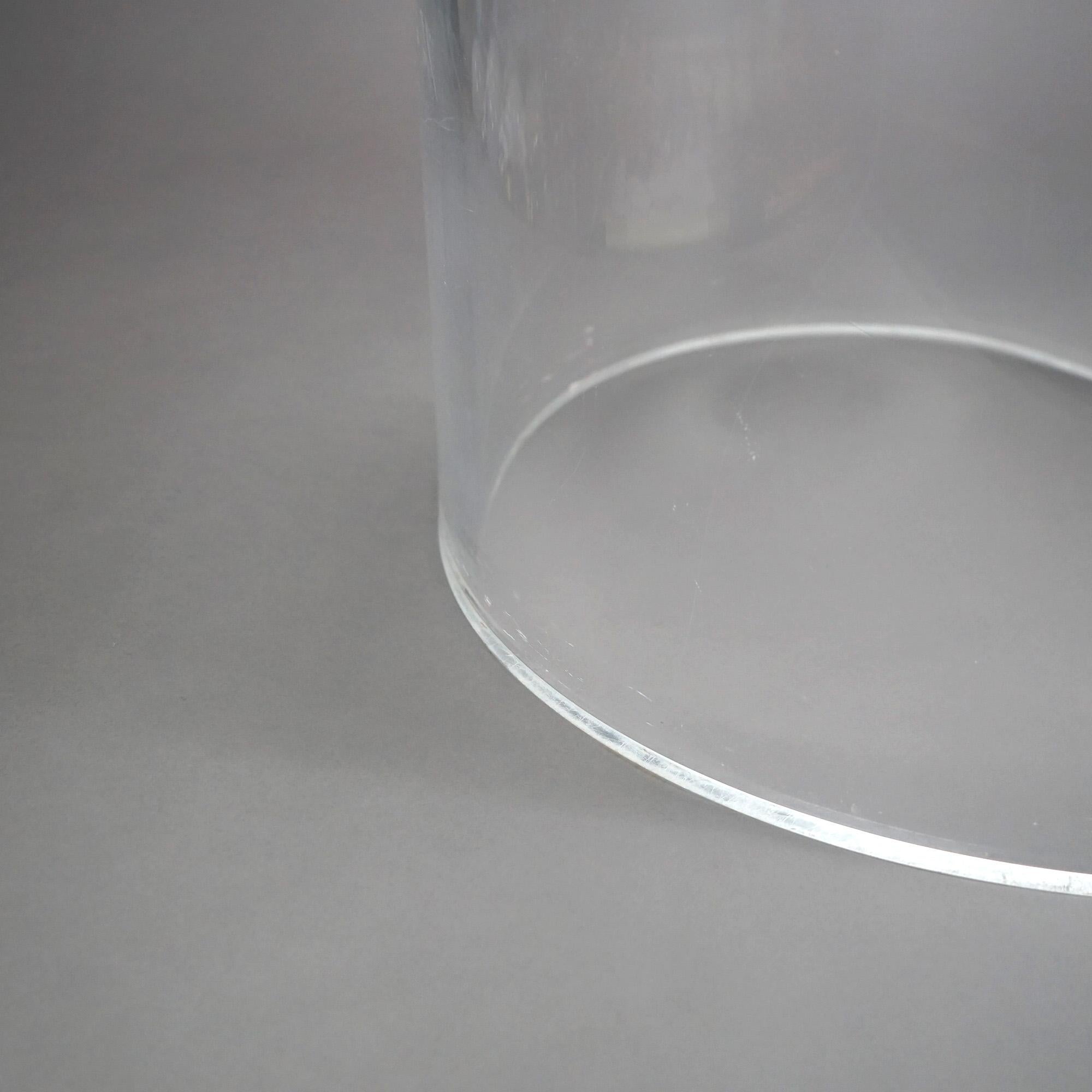 Mid Century Modern Glass Top Side Stand with Acrylic Scroll Form Base 20thC For Sale 2
