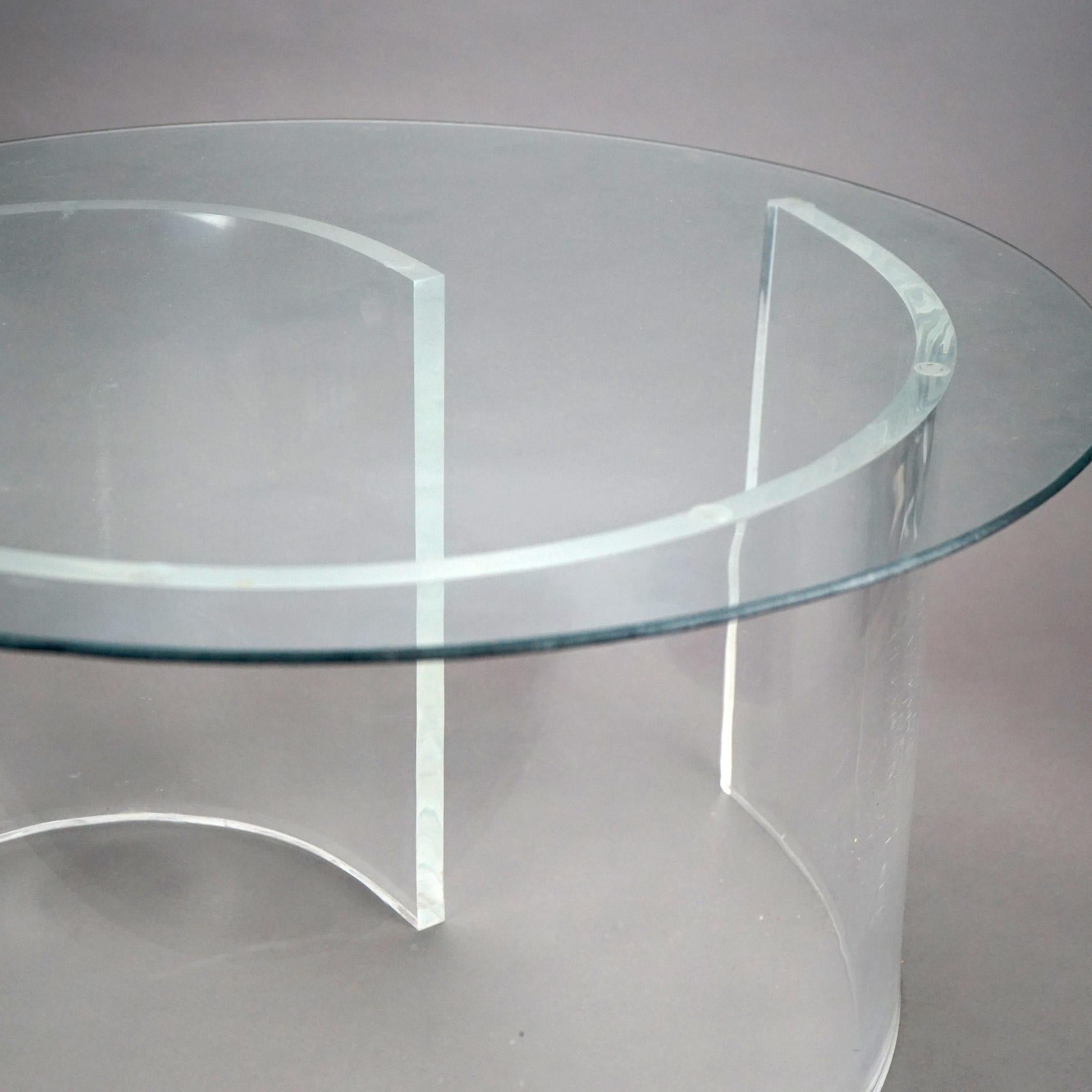 Mid Century Modern Glass Top Side Stand with Acrylic Scroll Form Base 20thC For Sale 3