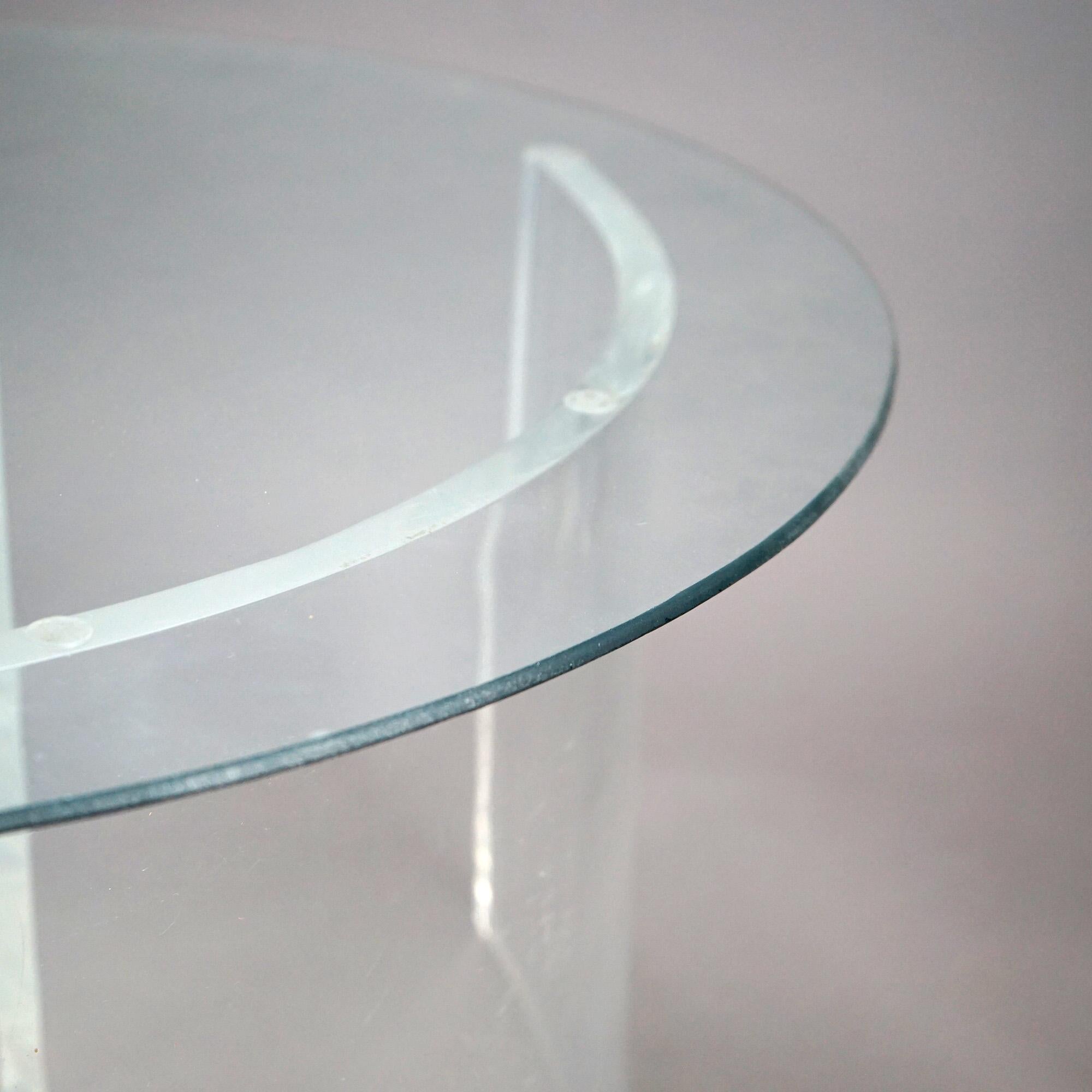 Mid Century Modern Glass Top Side Stand with Acrylic Scroll Form Base 20thC For Sale 4