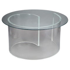 Mid Century Modern Glass Top Side Stand with Acrylic Scroll Form Base 20thC