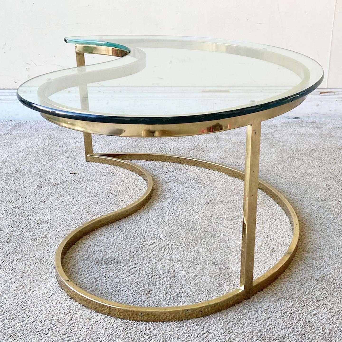 Mid Century Modern Glass Top Teardrop Coffee Table For Sale 3