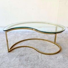 Mid Century Modern Glass Top Teardrop Coffee Table