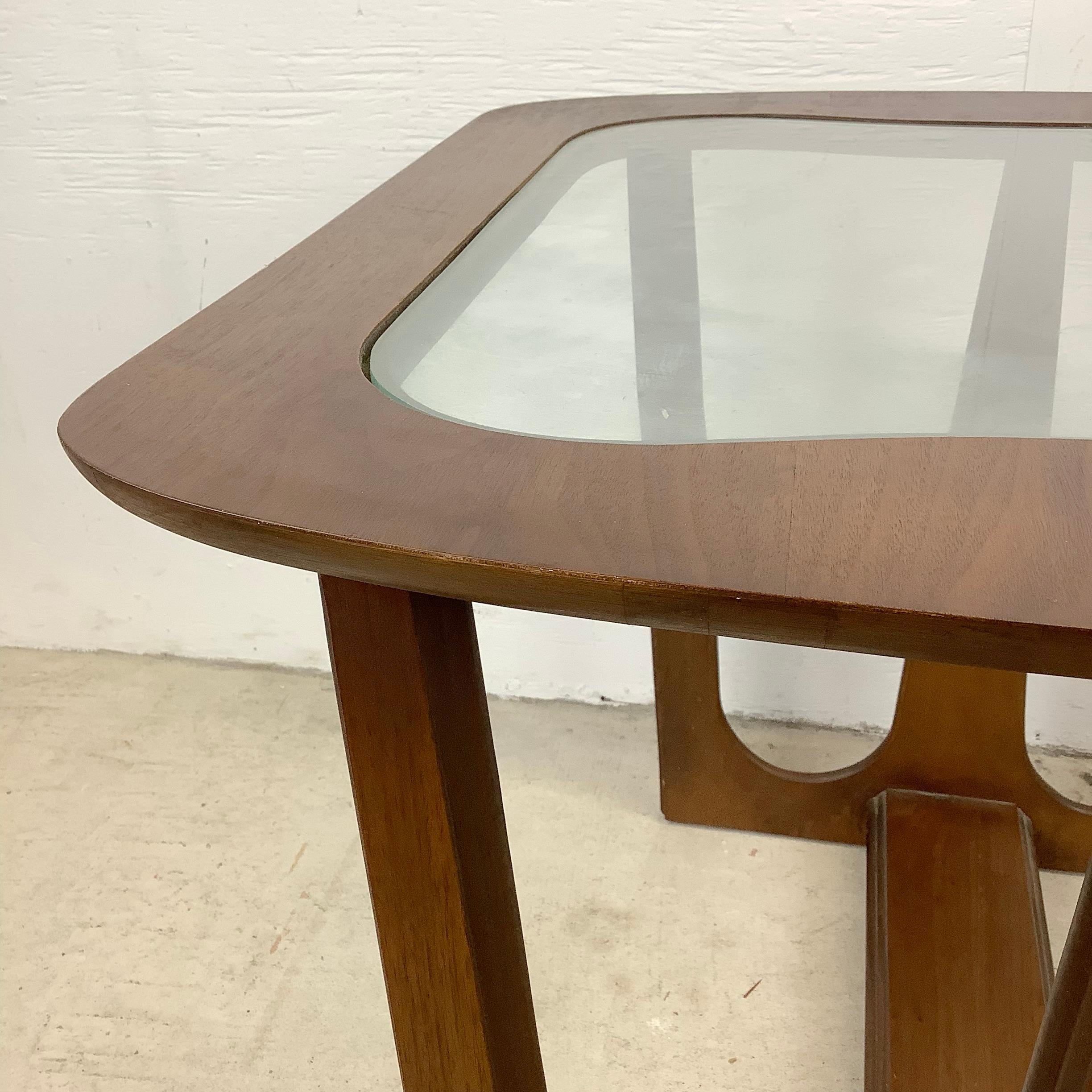 Mid-Century Modern Glass Top Walnut End Table For Sale 7