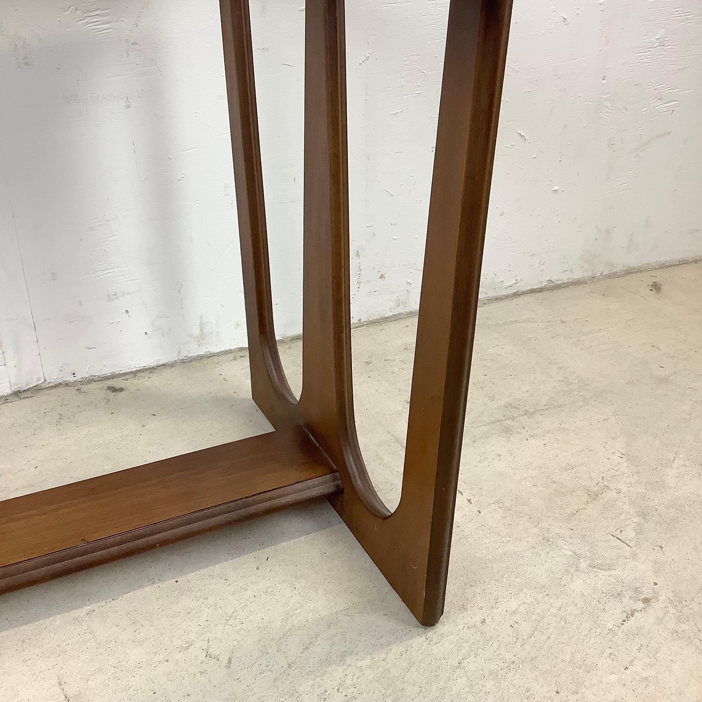 Mid-Century Modern Glass Top Walnut End Table For Sale 1