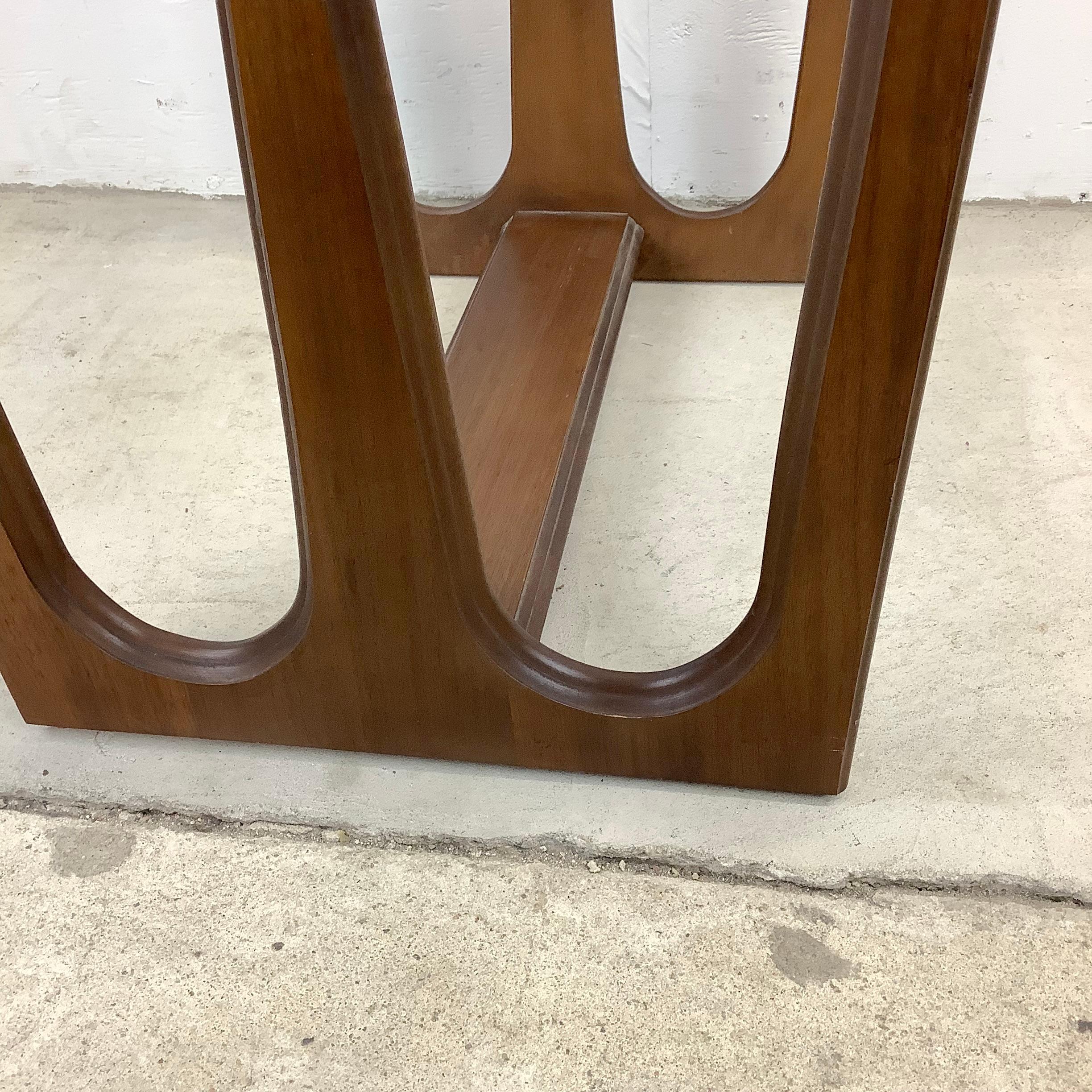 Mid-Century Modern Glass Top Walnut End Table For Sale 2