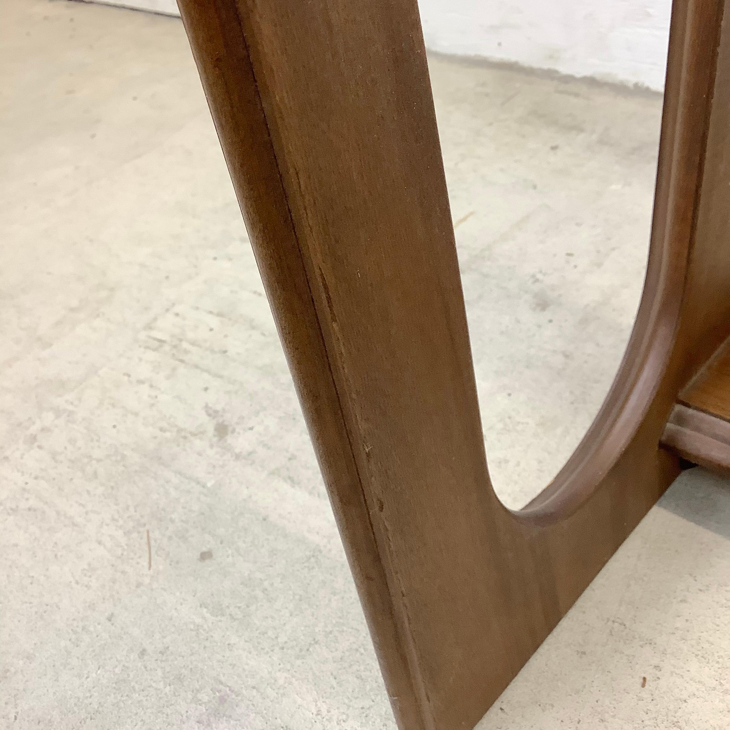 Mid-Century Modern Glass Top Walnut End Table For Sale 3