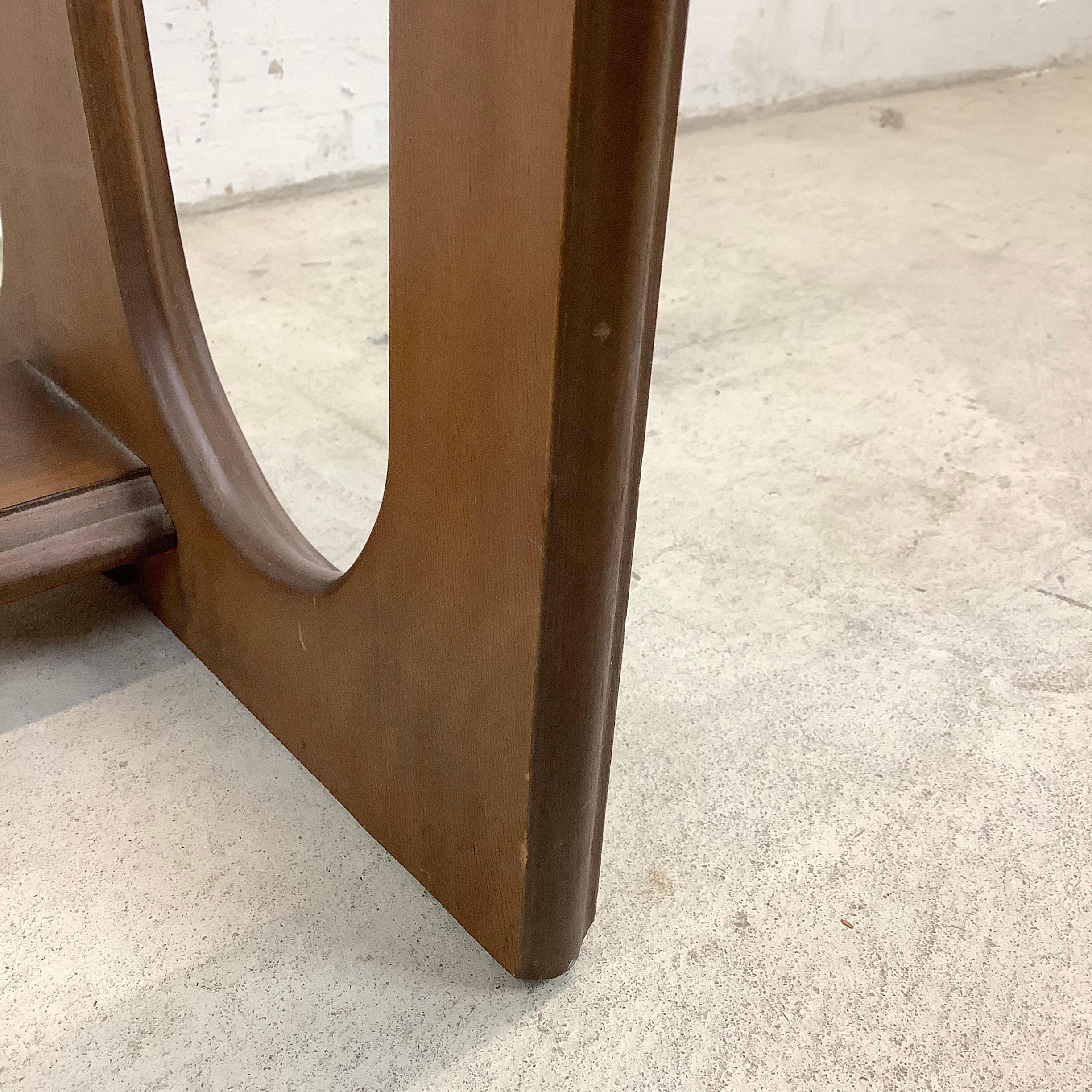 Mid-Century Modern Glass Top Walnut End Table For Sale 4