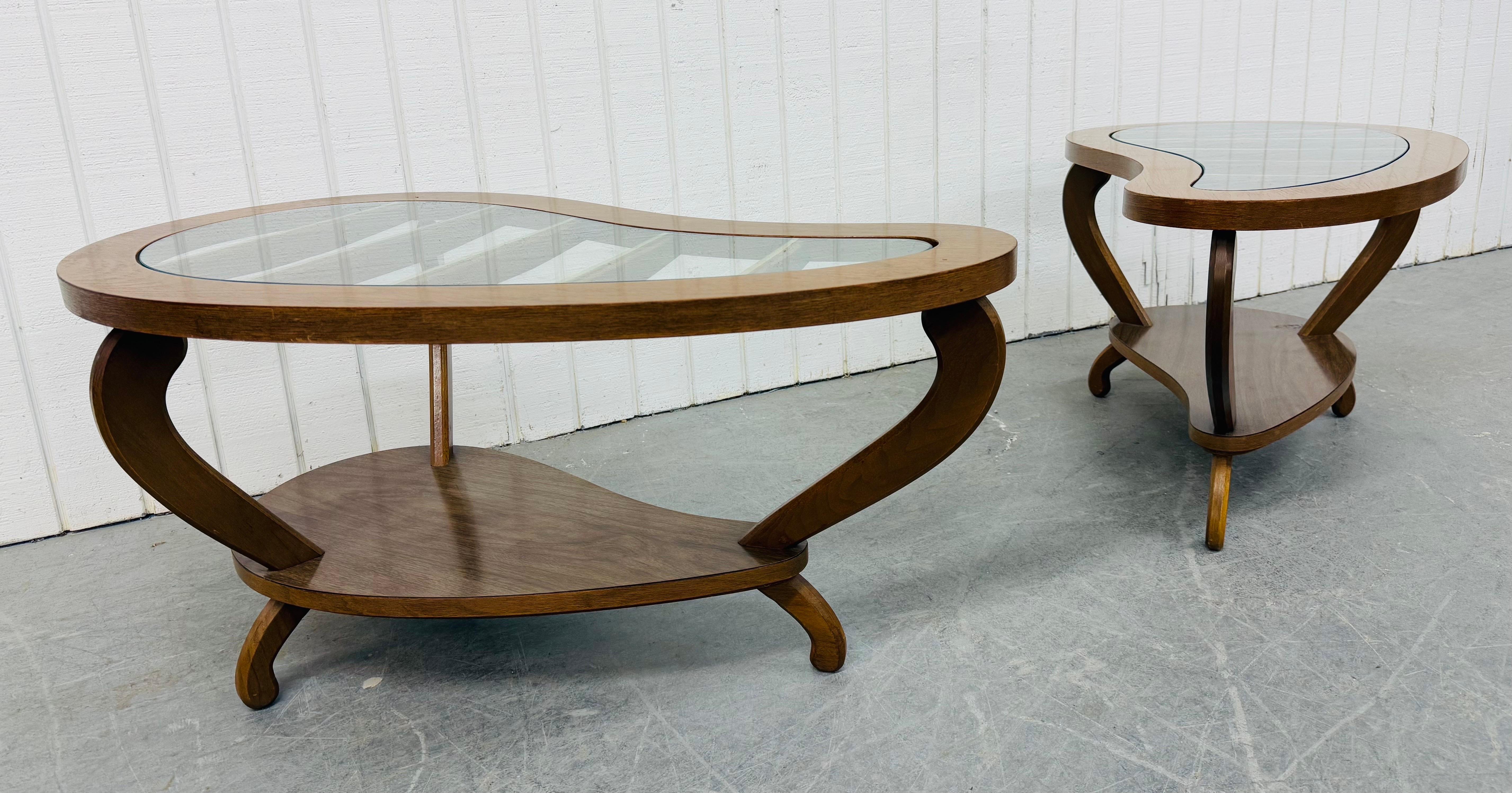 Mid-Century Modern Glass Top Walnut Side Tables - Set of 2 In Good Condition For Sale In Clarksboro, NJ