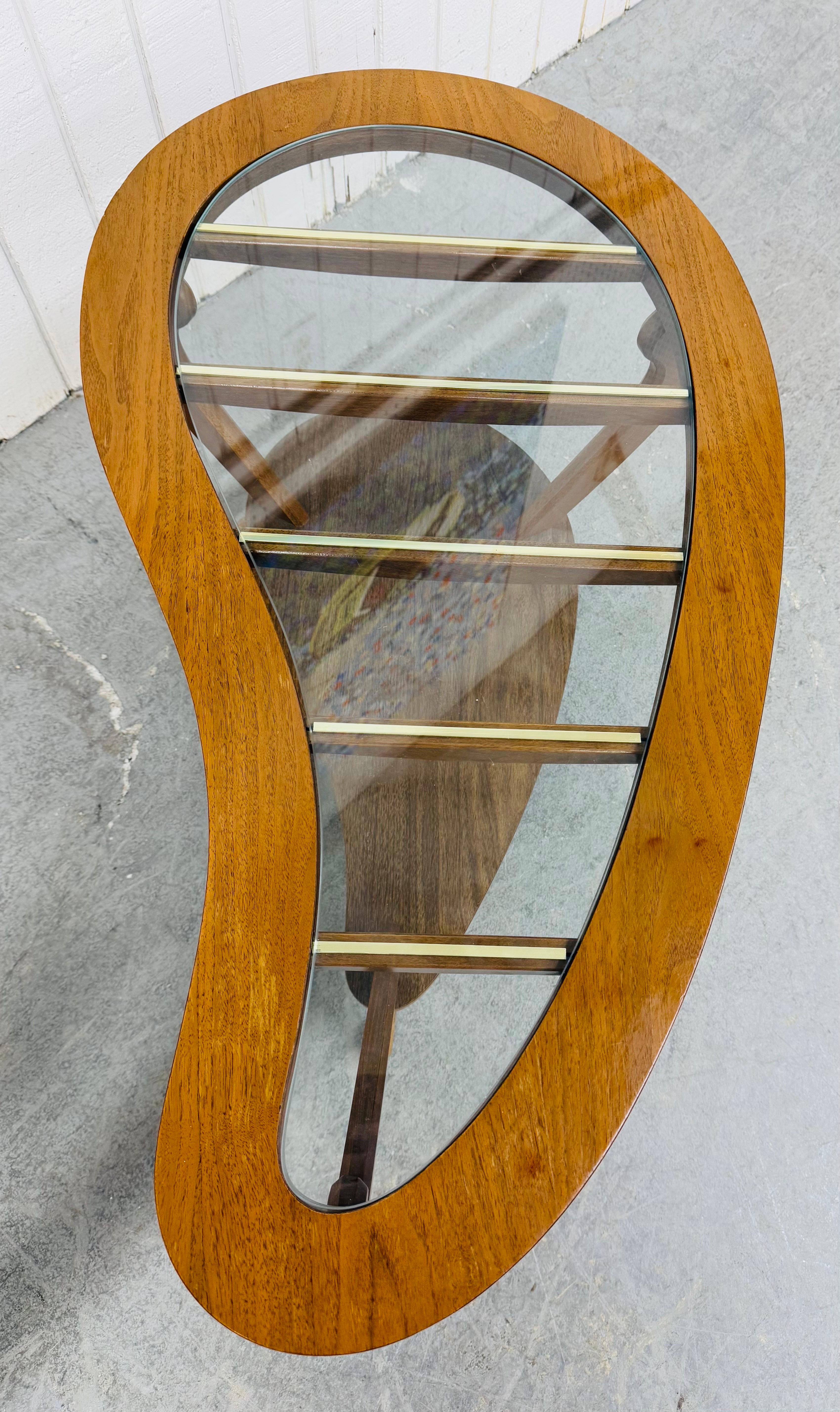 Mid-Century Modern Glass Top Walnut Side Tables - Set of 2 For Sale 1