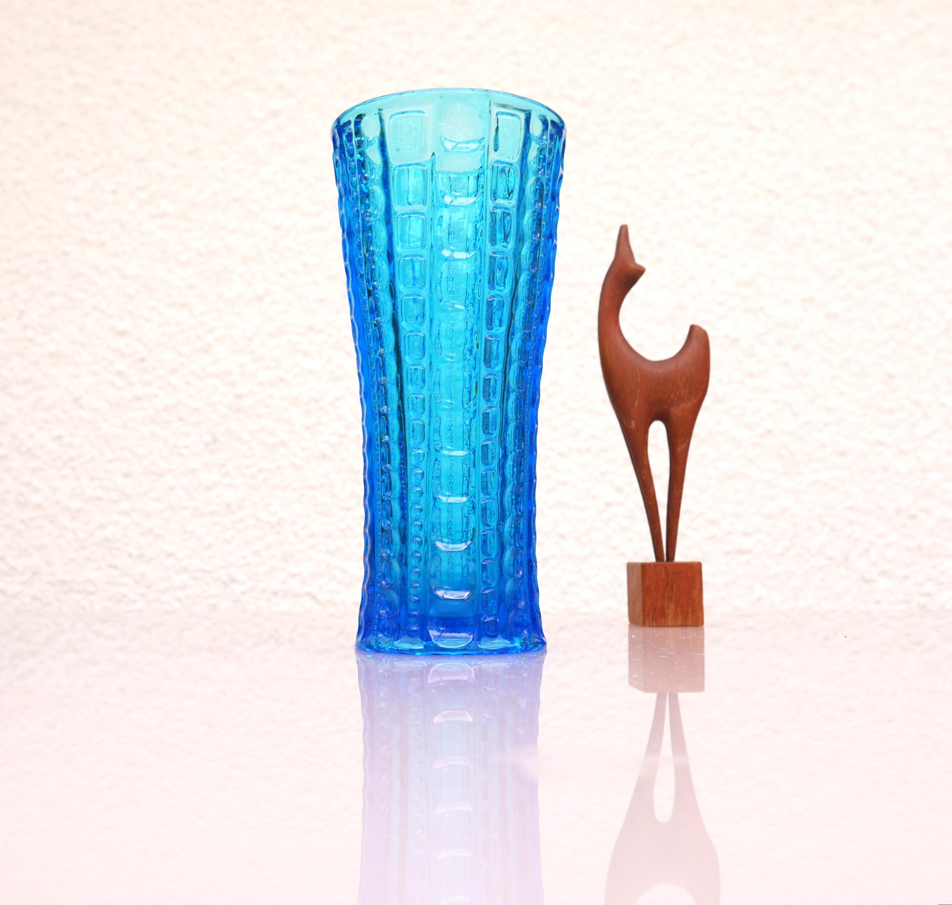 Mid-20th Century Mid-century modern glass vase by Jan Sylwester Drost for Ząbkowice, Poland.