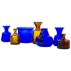 Mid-Century Modern Glass Vases Group by Erik Höglund, Sweden, 1950s