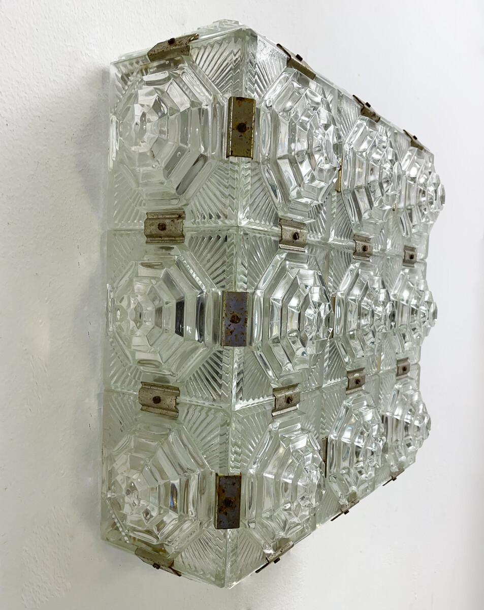 Applique/plafonnier en verre moderne du milieu du siècle dernier, années 1960 Bon état - En vente à Brussels, BE