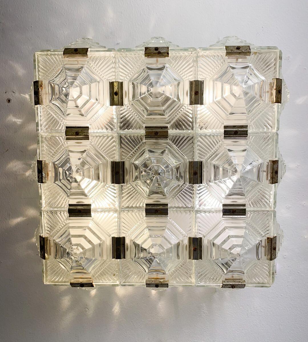 Mid-Century Modern Glass Wall Light/Ceiling Light, 1960s For Sale 1