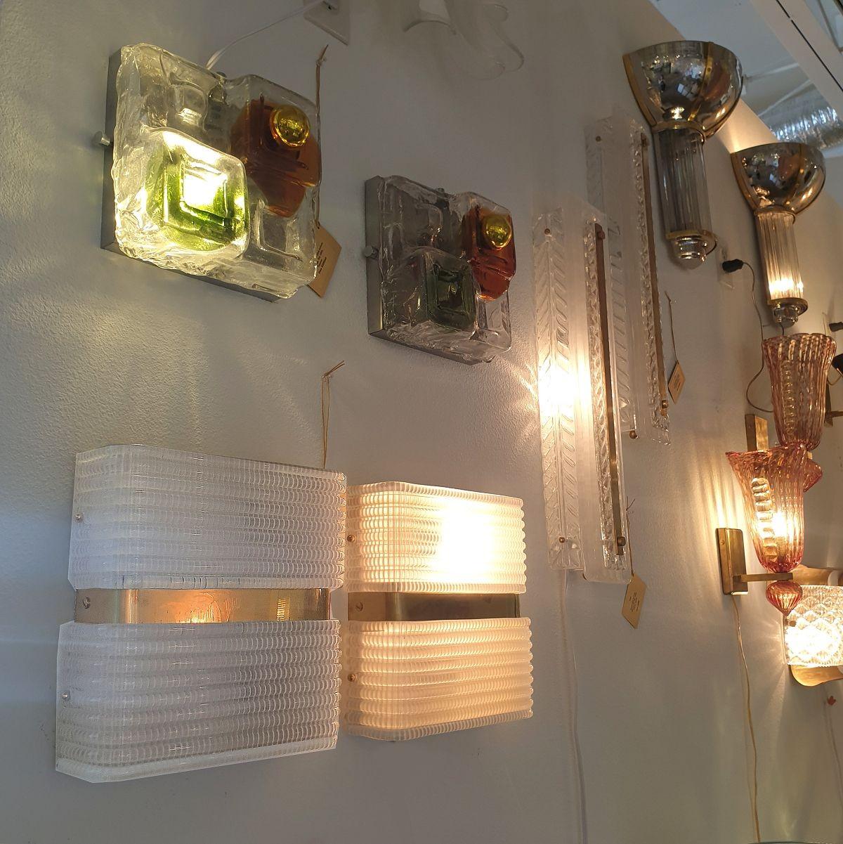 Italian Mid-Century Modern glass wall sconces - Italy - a pair For Sale