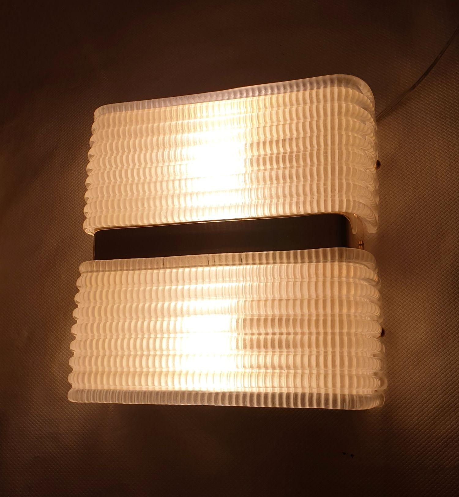 Late 20th Century Mid-Century Modern glass wall sconces - Italy - a pair For Sale