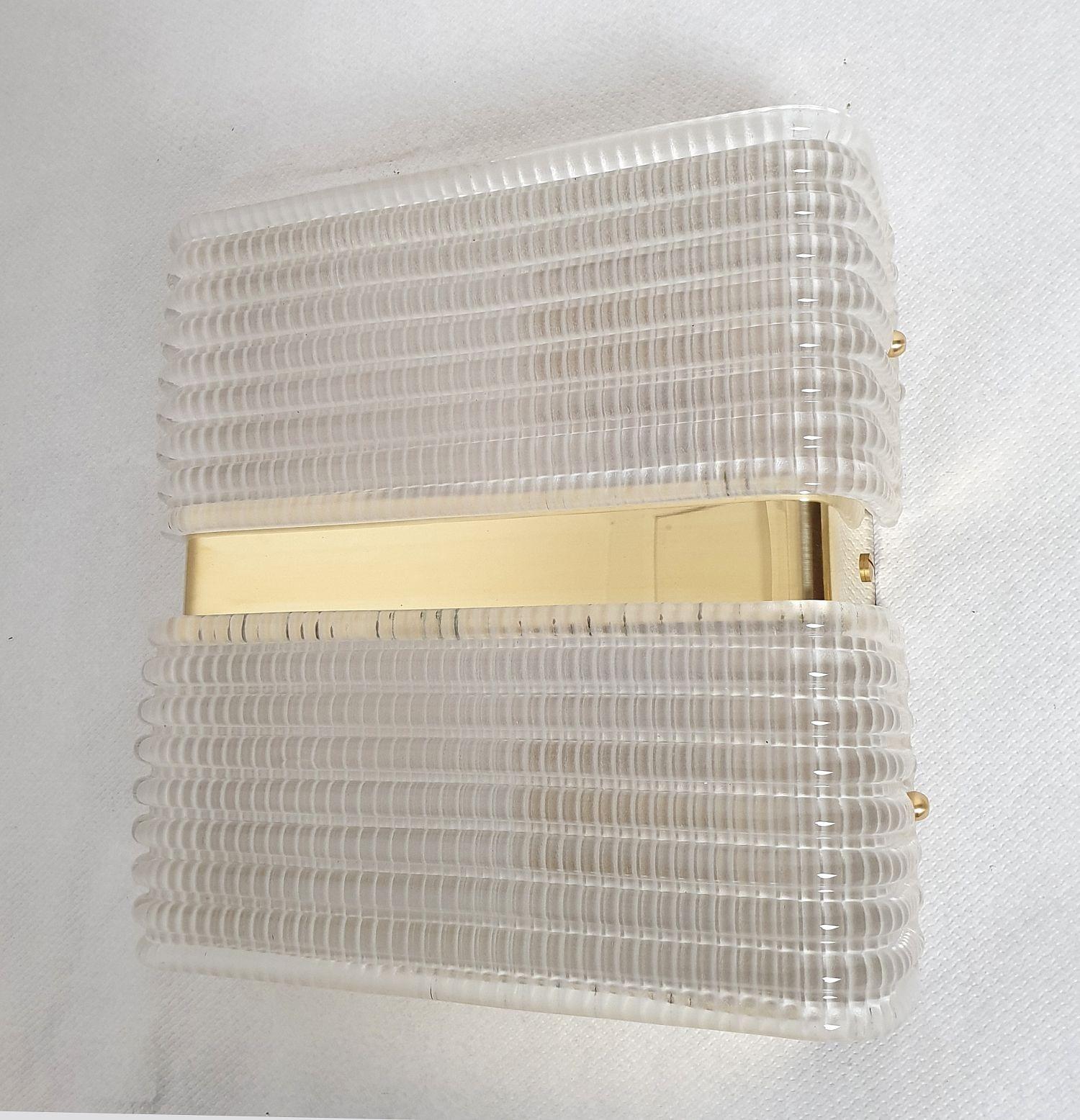 Mid-Century Modern glass wall sconces - Italy - a pair For Sale 1