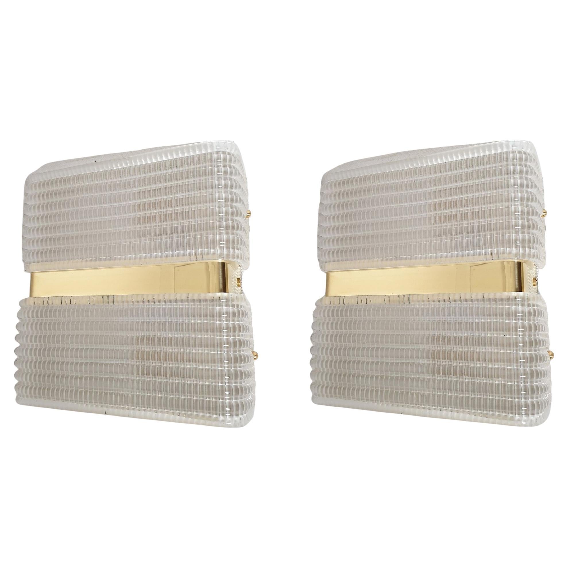 Mid-Century Modern glass wall sconces - Italy - a pair