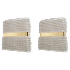 Mid-Century Modern glass wall sconces - Italy - a pair