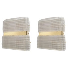Mid-Century Modern glass wall sconces - Italy - a pair