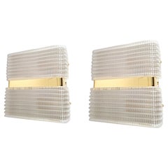 Mid-Century Modern glass wall sconces - Italy - a pair