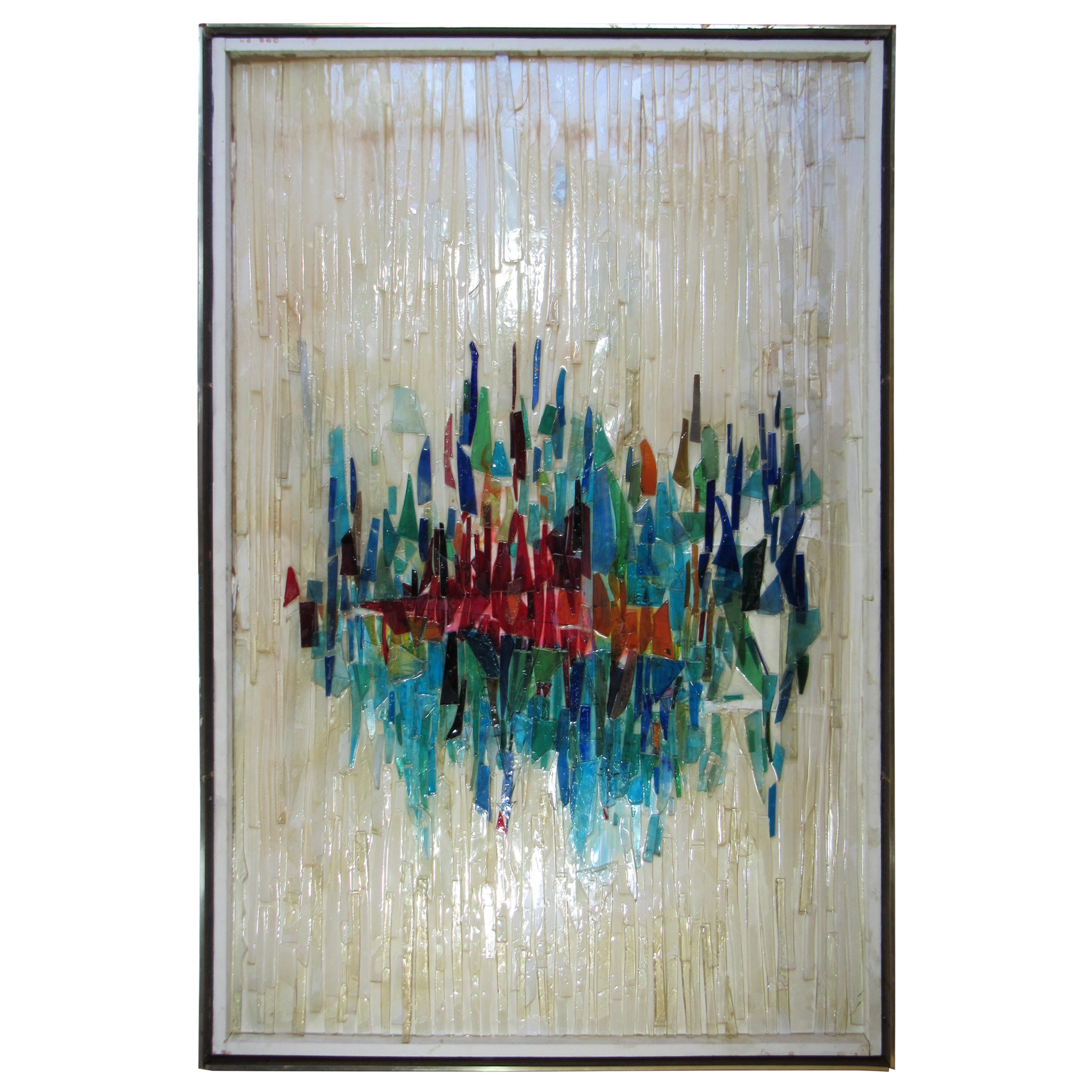 Mid-Century Modern Glass Wall Sculpture by Hayes Kelley