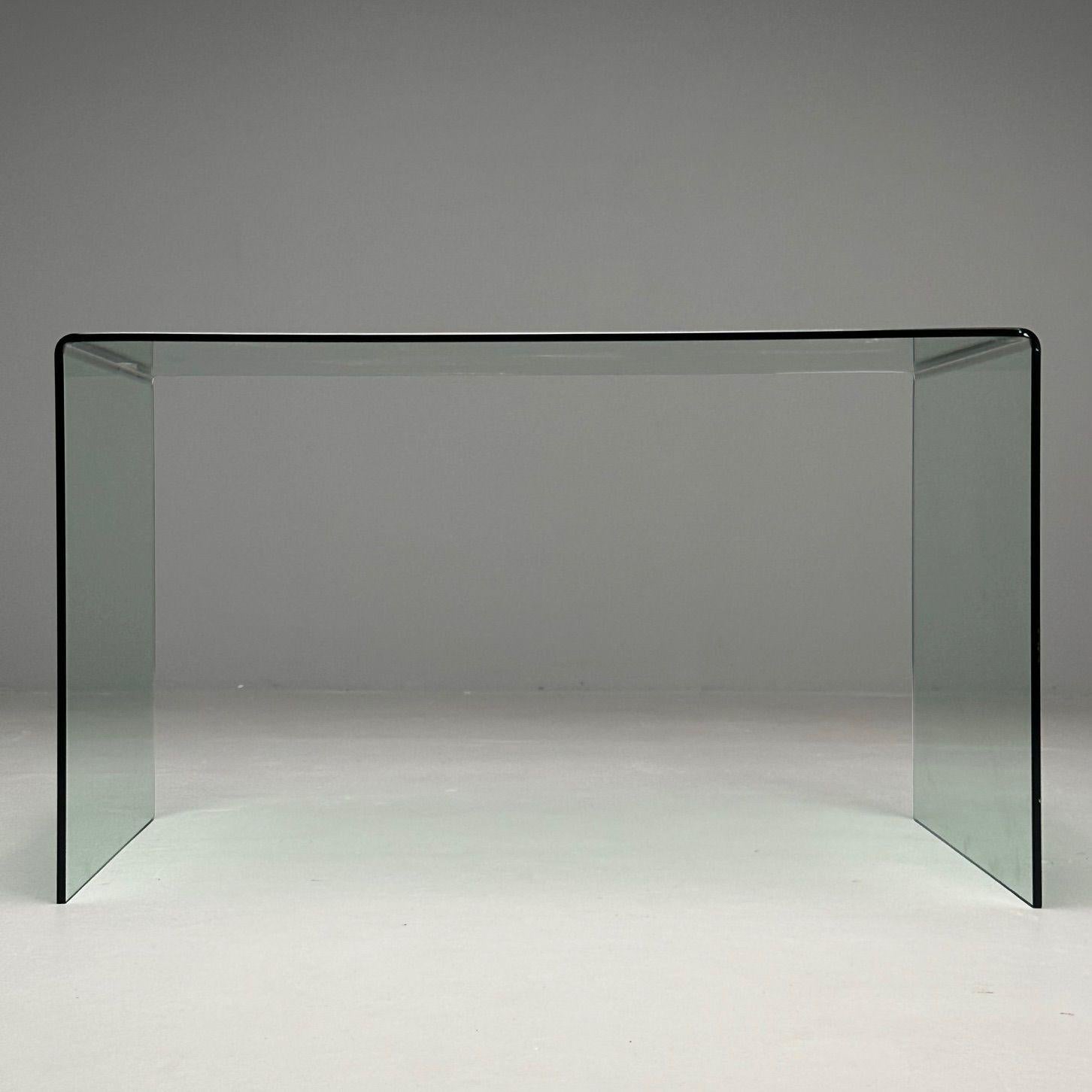 Mid-Century Modern, Glass Waterfall Console Table, American 1