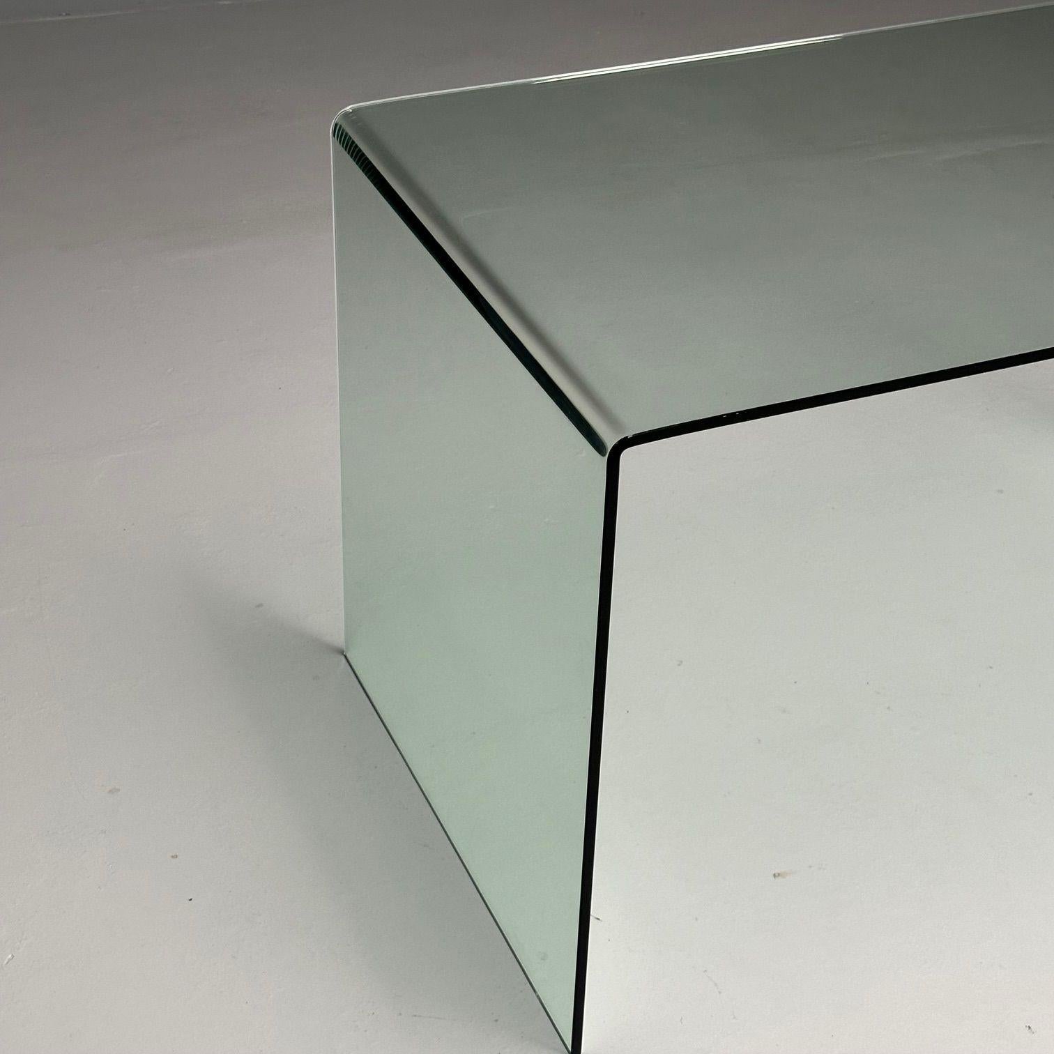 Mid-Century Modern, Glass Waterfall Console Table, American 2