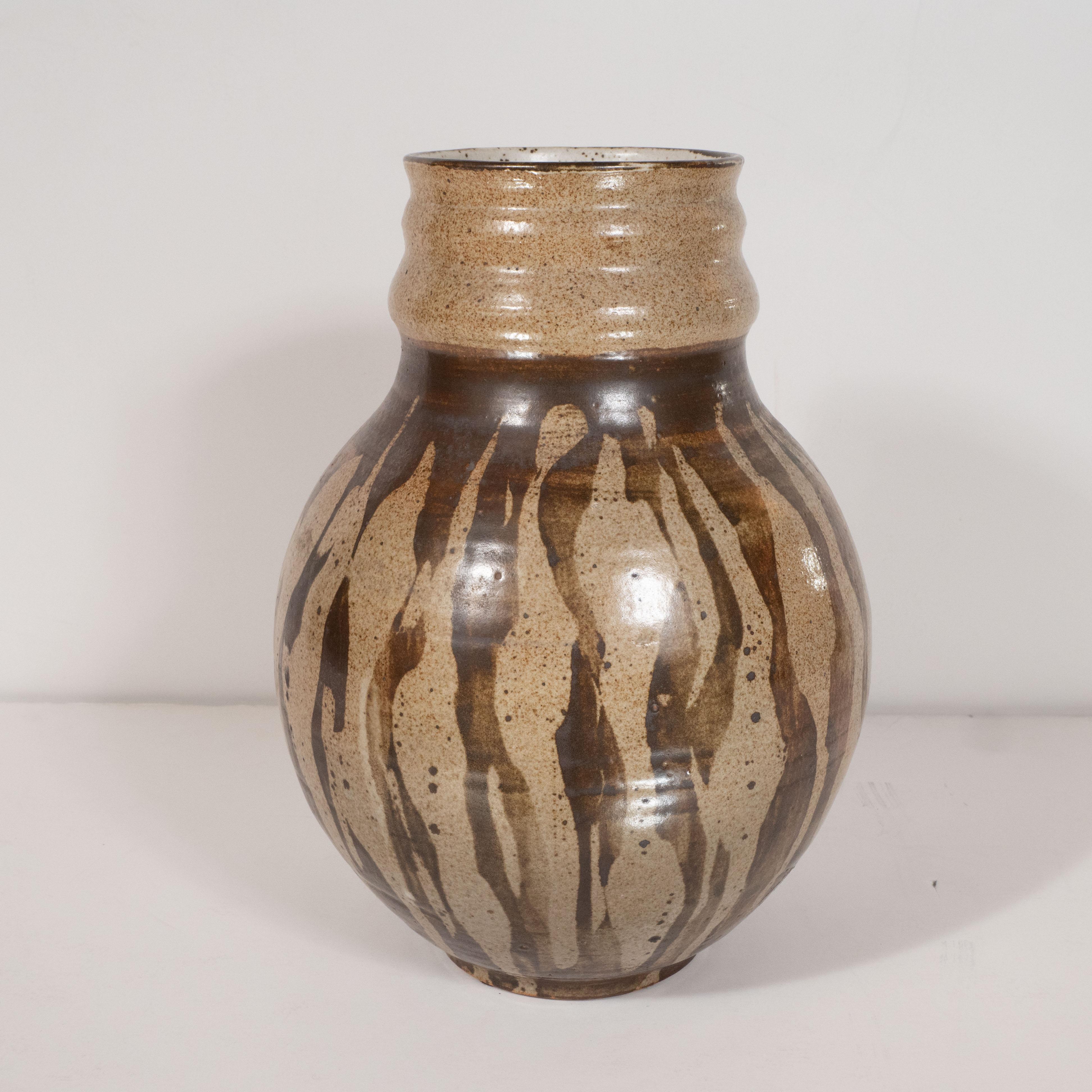 Mid-Century Modern Glazed and Handpainted Ceramic Vase by Victoria Littlejohn 1