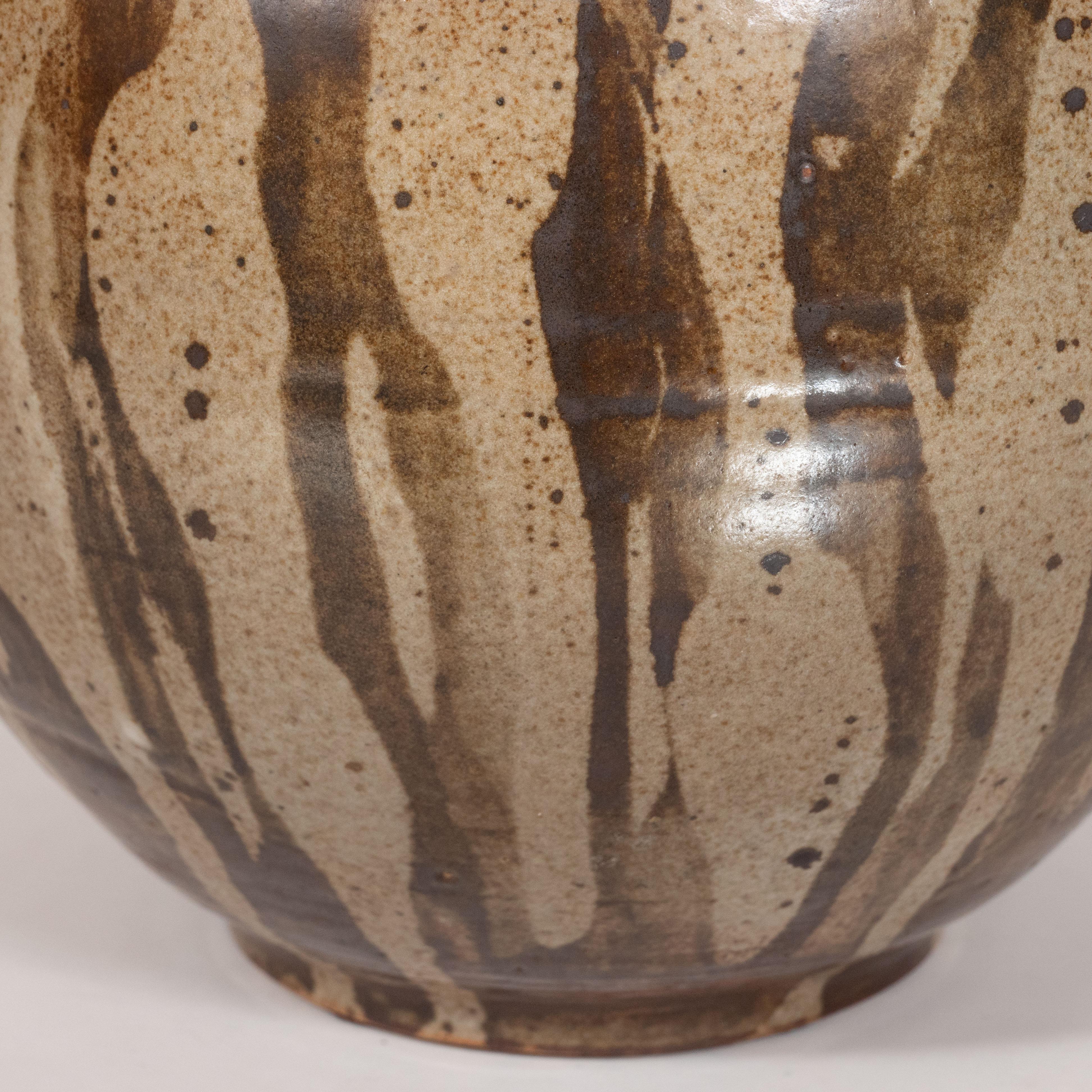 Mid-Century Modern Glazed and Handpainted Ceramic Vase by Victoria Littlejohn 2