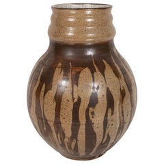 Mid-Century Modern Glazed and Handpainted Ceramic Vase by Victoria Littlejohn