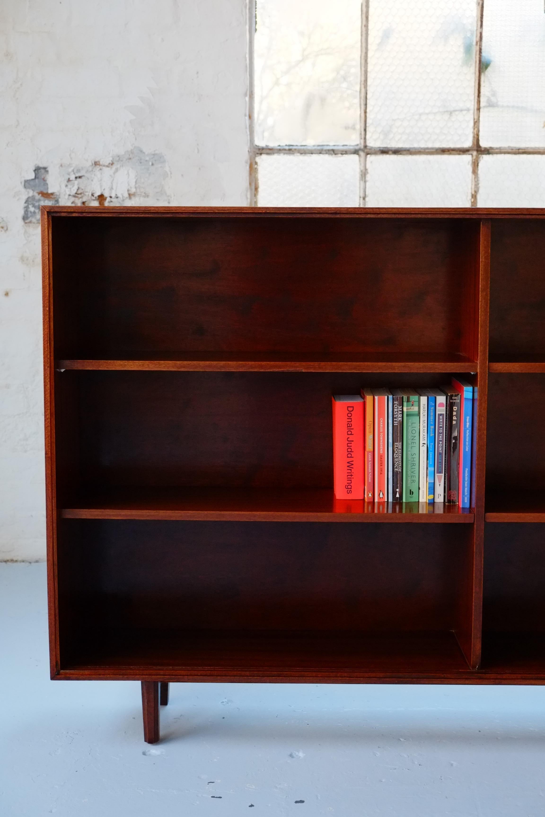 Glazed Mid-century Modern Sliding Glass Door Bookcase Cabinet by Robert Heritage