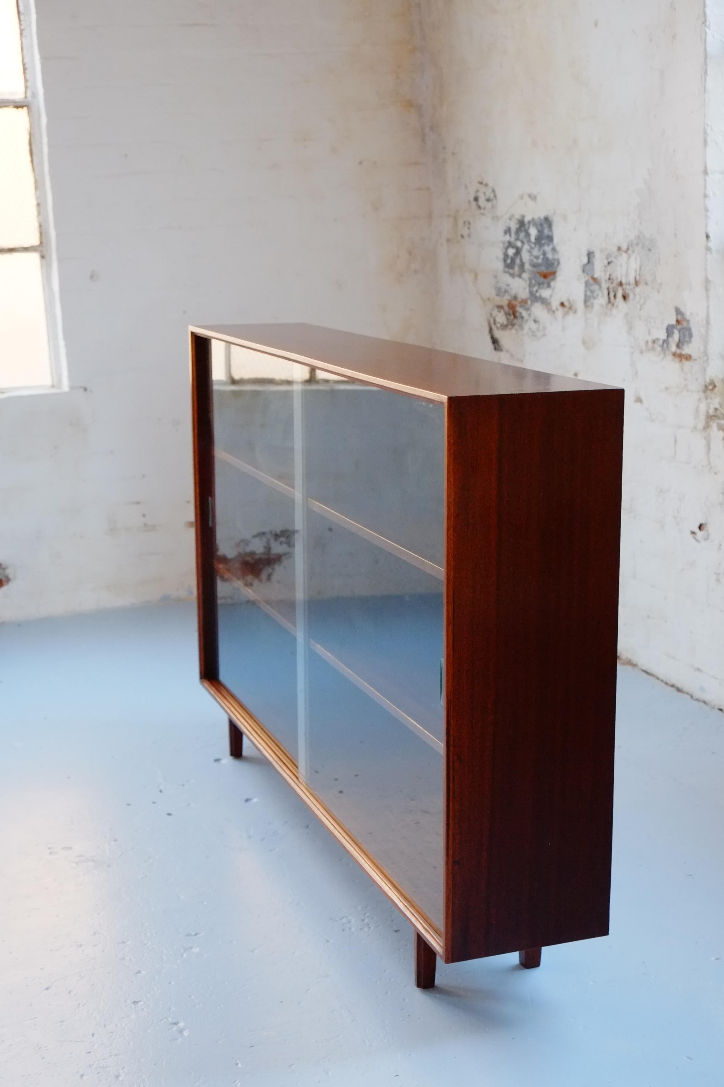 Mid-20th Century Mid-century Modern Sliding Glass Door Bookcase Cabinet by Robert Heritage