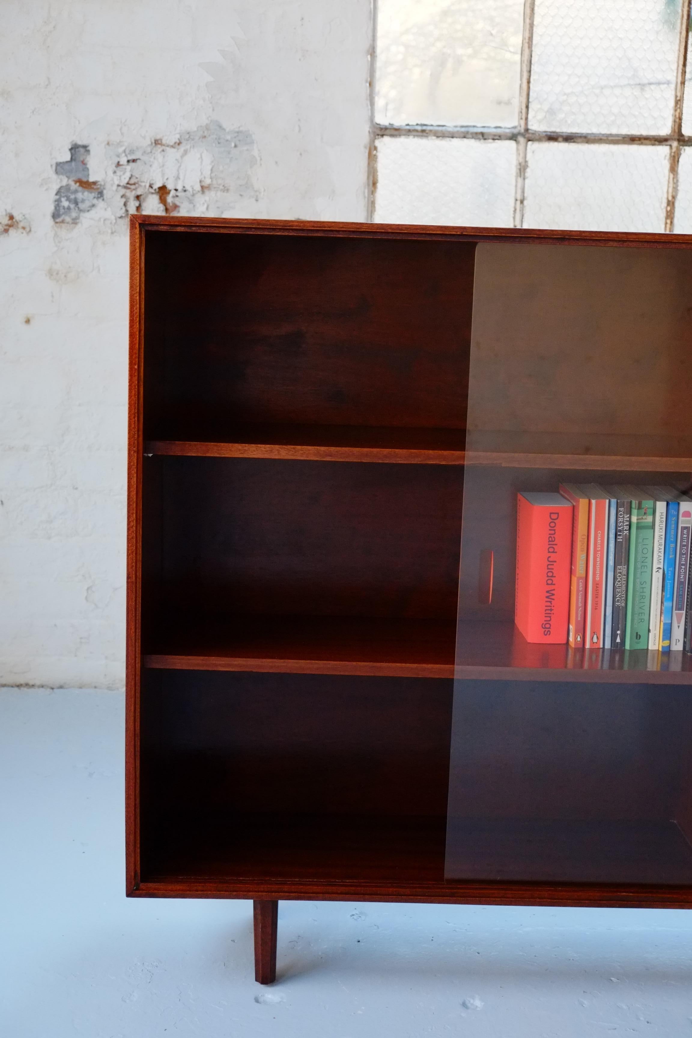 Mid-century Modern Sliding Glass Door Bookcase Cabinet by Robert Heritage 1