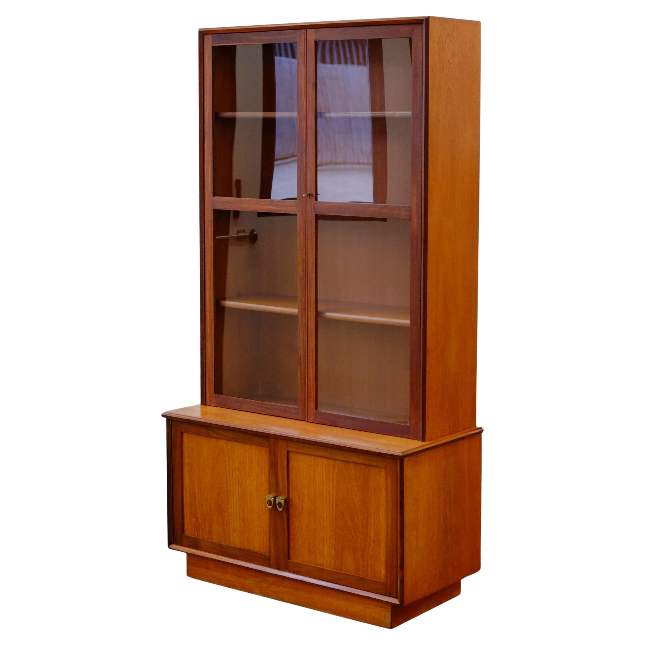 Mid-Century Modern Glazed Bookcase Cabinet c1960's For Sale