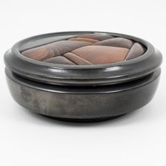 Scatola moderna di metà secolo in ceramica smaltata e legno di Macassar, Vallauris