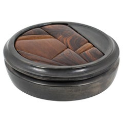 Mid-Century Modern Glazed Ceramic and Macassar Wood Box, Vallauris