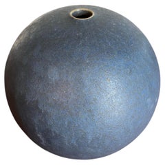 Mid-Century Modern Glazed Ceramic Orb Bud Vase Signed, 20th Century