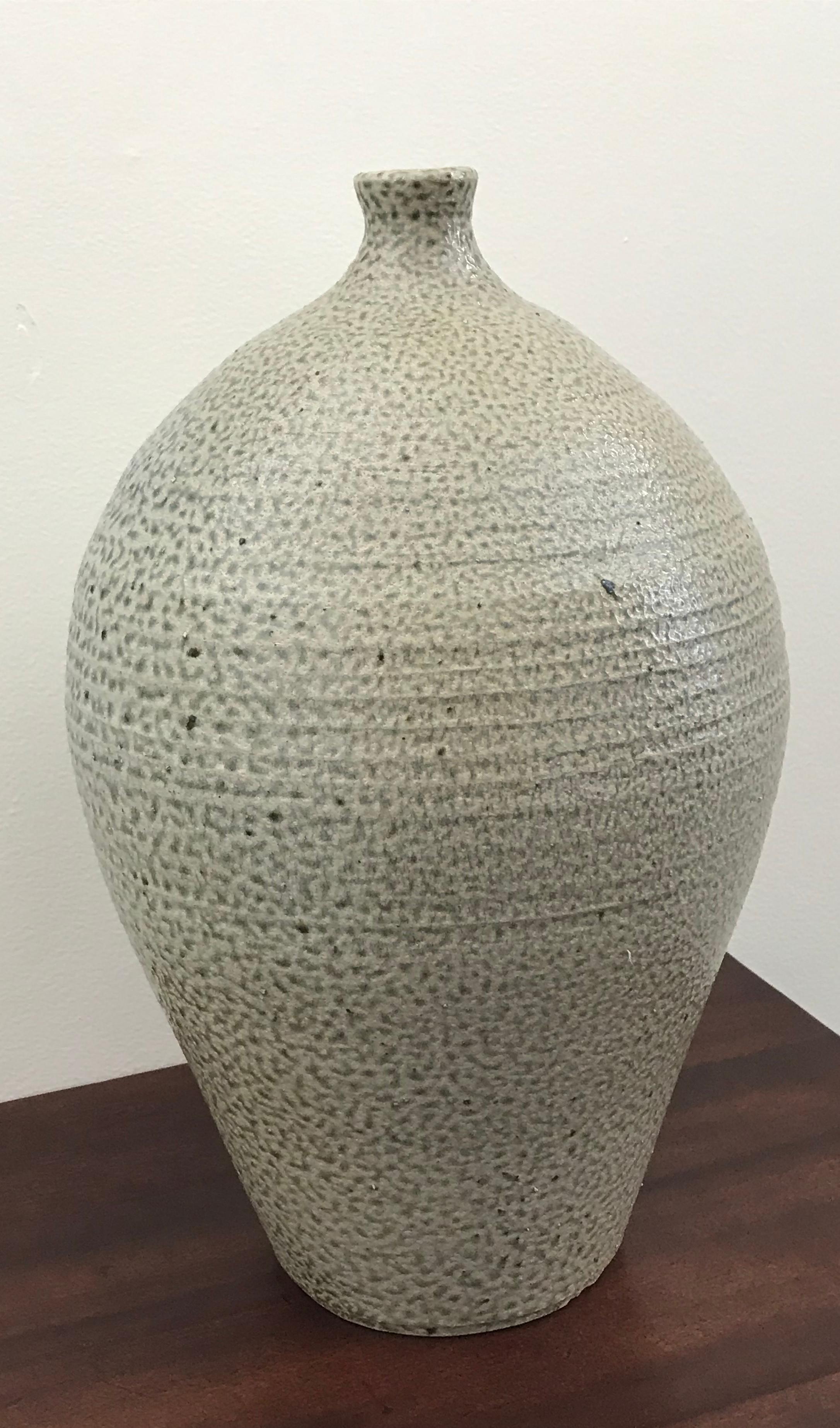American Mid-Century Modern Glazed Ceramic Stoneware Vase by Michael Kreisberg For Sale