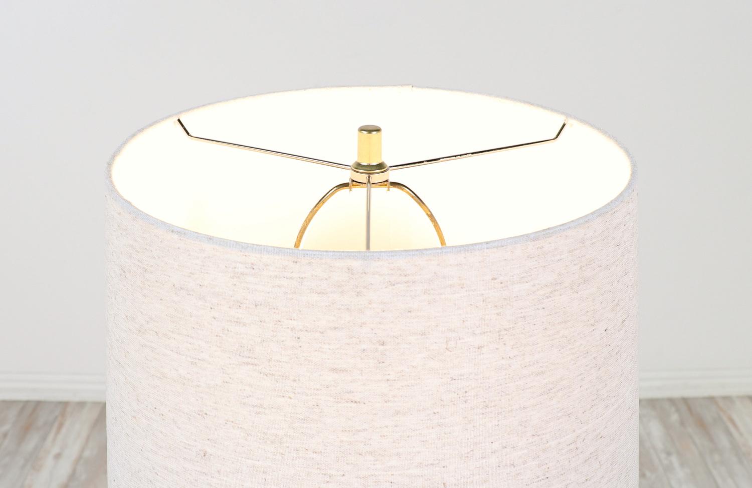 Brass Mid-Century Modern Glazed Ceramic Table Lamp