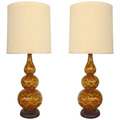 Lampes de table en céramique émaillée Mid-Century Modern