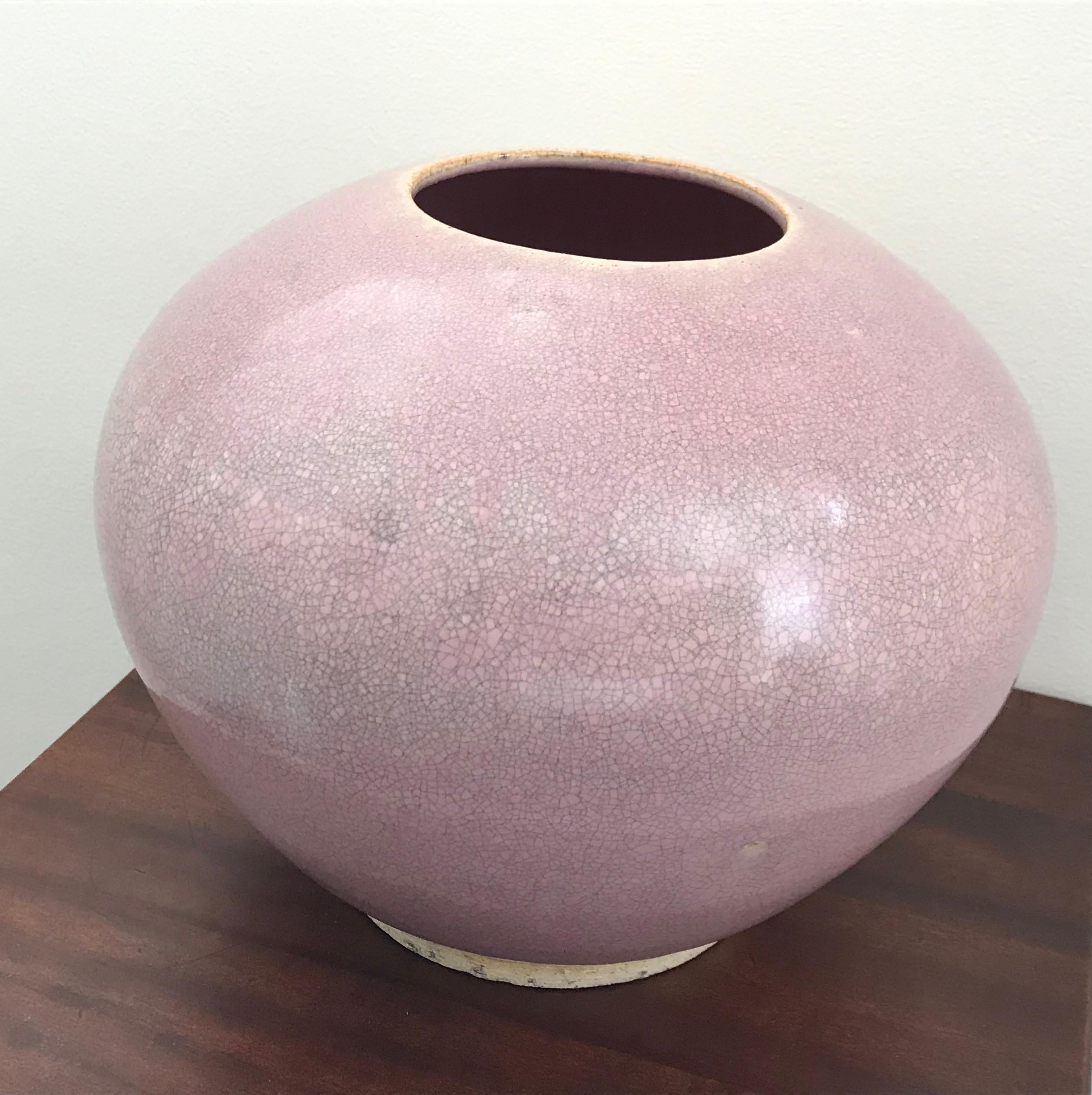 Magnifique vase en céramique émaillée craquelée intitulé 